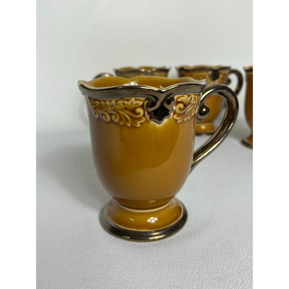 Set of 4 Certified International Karidesign Regency Gold Handled Mugs - Picture 2 of 8